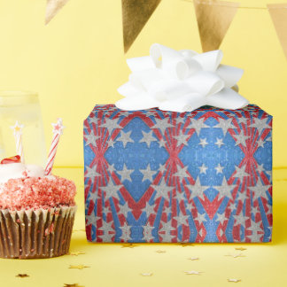 Red White Blue Glitzer American Flag Stars Streife Geschenkpapier
