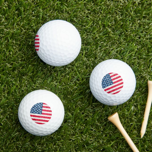 Red White Blue Glitzer Patriotic American USA Flag Golfball (Insitu Gras)