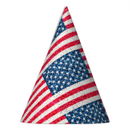 Red White Blue Glitzer Patriotic American USA Flag Partyhütchen