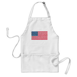 Red White Blue Glitzer Patriotic American USA Flag Schürze