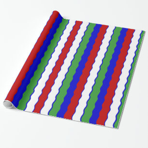 Red, White, Blue & Green Christmas Wapping Geschenkpapier