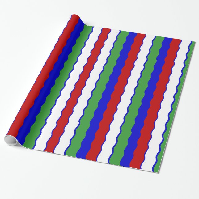 Red, White, Blue & Green Christmas Wapping Geschenkpapier (Ungerollt)