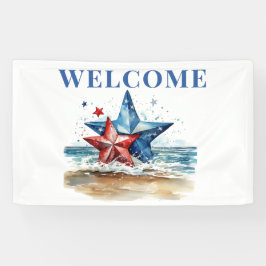 Red White Blue GRILLEN am Strand Banner