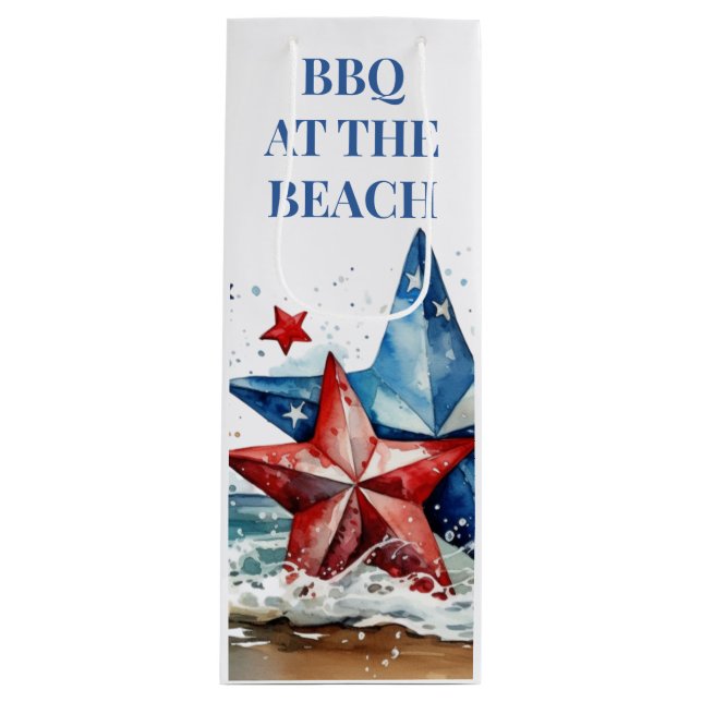 Red White Blue GRILLEN am Strand Geschenktüte Für Weinflaschen (Vorderseite)