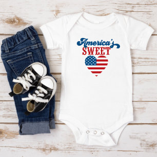 Red White Blue Heart America's Sweetheart Bodysuit Baby Strampler