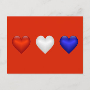 Red White & Blue Herz Postkarte