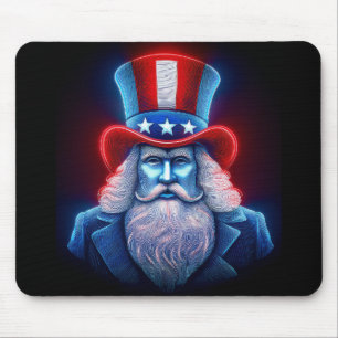 Red White Blue Hologramm USA Uncle Sam Mousepad