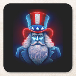 Red White Blue Hologramm USA Uncle Sam Rechteckiger Pappuntersetzer