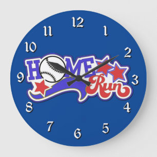 Red White & Blue Home Run Baseball Wall Clock Große Wanduhr