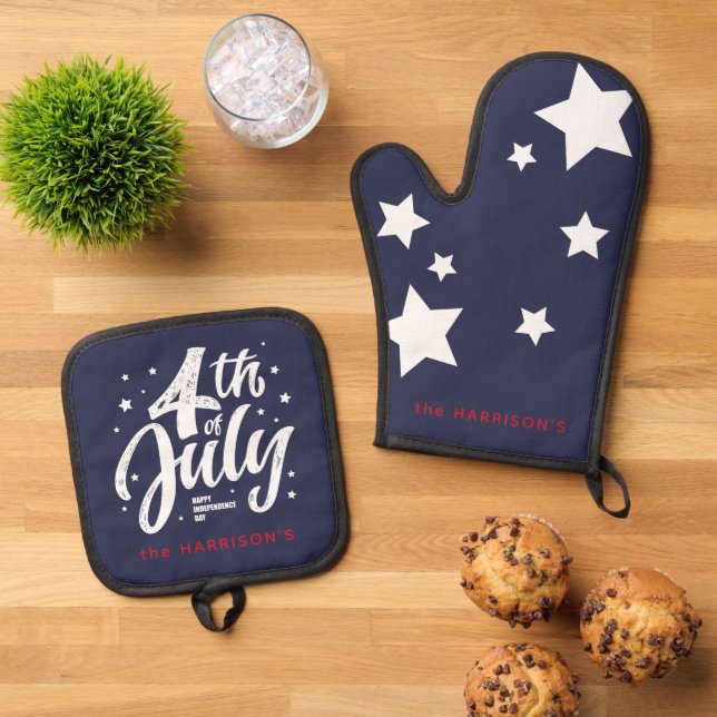Red White Blue Independence Day 4. Juli Ofenhandschuh & Topflappen-Set (Oben Unten)