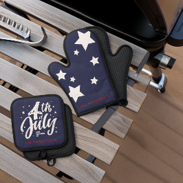Red White Blue Independence Day 4. Juli Ofenhandschuh & Topflappen-Set
