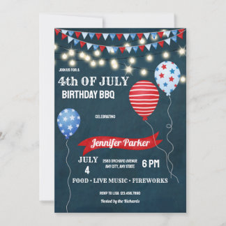 Red White Blue Juli | 4. Juli Geburtstag Einladung