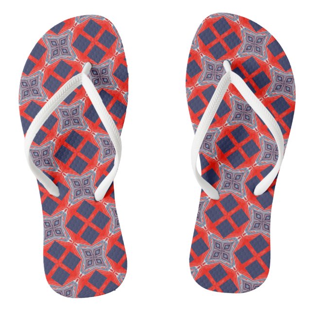 Red White Blue Kaleidossommer Flip Flops (Fußbett)
