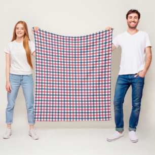 Red White Blue kariert Fleecedecke