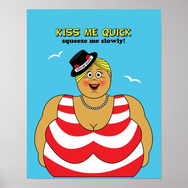 Red White Blue Kiss Me Quick Seaside Spaß Poster (Vorne)