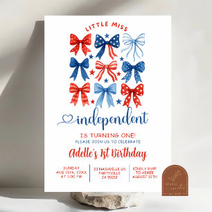 Red White Blue Miss Independent 1. Geburtstag Einladung