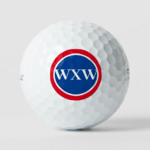 Red White Blue Monogram Golf Ball
