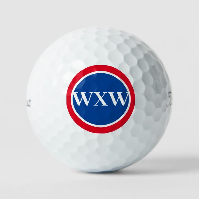 Red White Blue Monogram Golf Ball (Vorderseite)