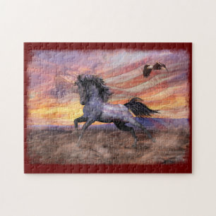Red White & Blue Mustang Horse Puzzle