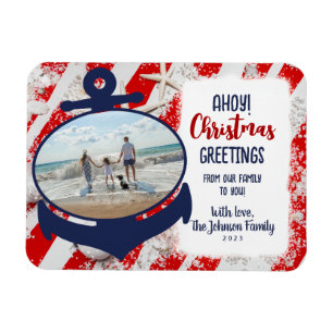 Red, White & Blue Nautical Anchor Ahoy Weihnachten Magnet