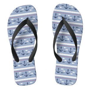 Red White Blue Nautical Anchors Segelboot Flip Flops