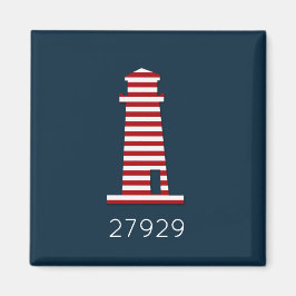 Red White Blue Nautical Lighthouse Beach Zip Code Magnet