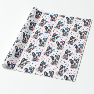 Red White Blue Niedlich Bulldog American Flag Star Geschenkpapier