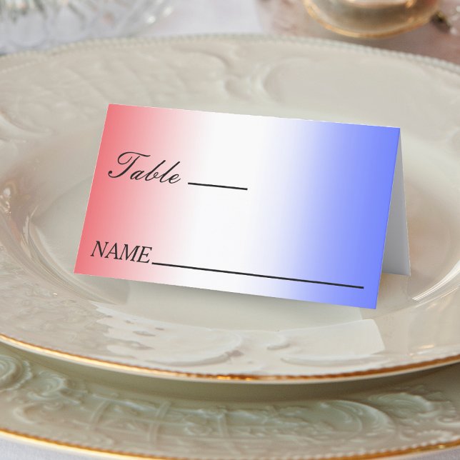 Red White & Blue Ombre Patriotic Wedding Platzkarte (Red White & Blue Ombre Patriotic Wedding Place Card)