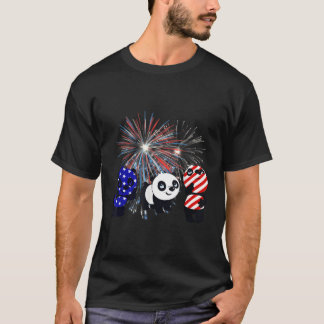 Red White Blue Panda Feuerwerk Patriotic 4th of Ju T-Shirt