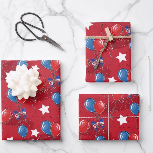 Red White Blue Party Geschenkpapier Set (Von Creator hochgeladen)