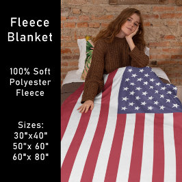 Red White & Blue Patriotic American Flag Fleecedecke