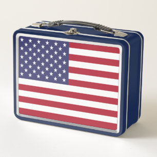 Red White & Blue Patriotic American Flag Metall Brotdose