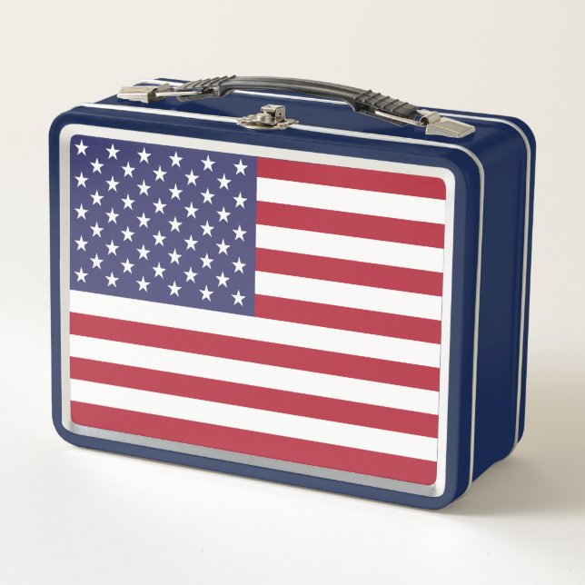 Red White & Blue Patriotic American Flag Metall Brotdose (Vorderseite)