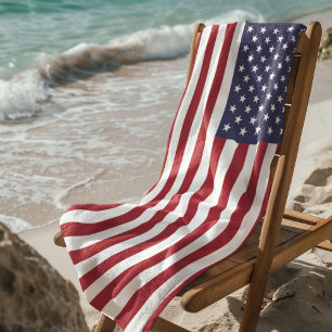 Red White & Blue Patriotic American Flag Strandtuch