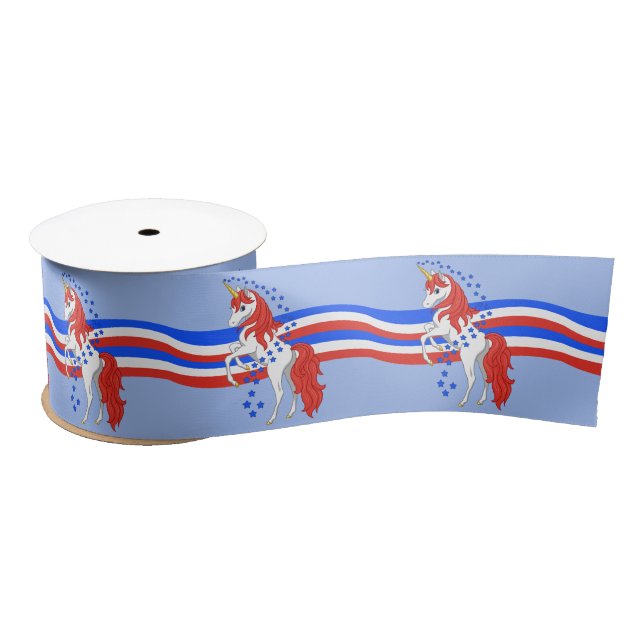 Red White Blue Patriotic American Unicorn Satinband (Spule)