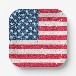 Red White Blue Patriotic American USA Flag Party Pappteller