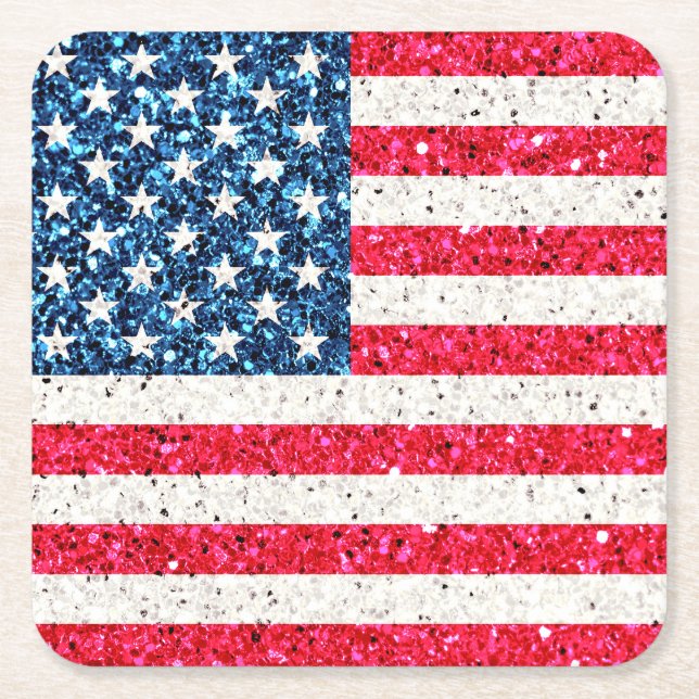 Red White Blue Patriotic American USA Flag Party Rechteckiger Pappuntersetzer (Vorderseite)