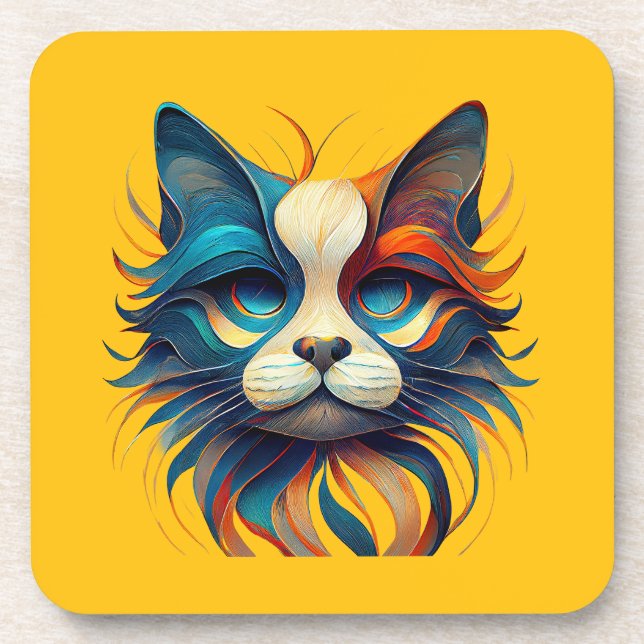 Red White & Blue Patriotic Cat Getränkeuntersetzer (Vorderseite)