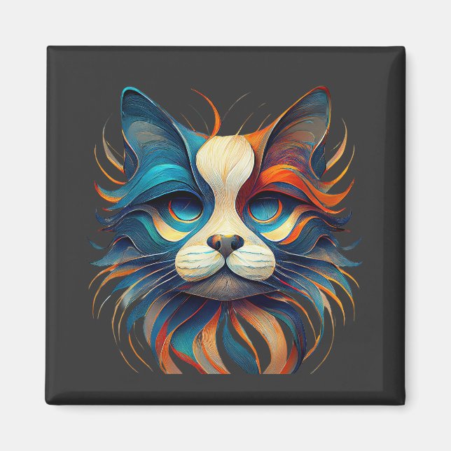 Red White & Blue Patriotic Cat Magnet (Vorne)