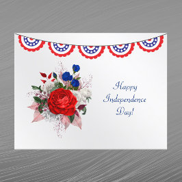 Red White Blue Patriotic Floral Feiertagspostkarte