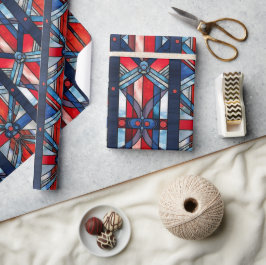 Red White Blue Patriotic gesteinigtes Glas 4. Juli Geschenkpapier