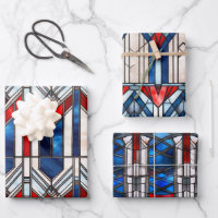 Red White Blue Patriotic gesteinigtes Glas 4. Juli