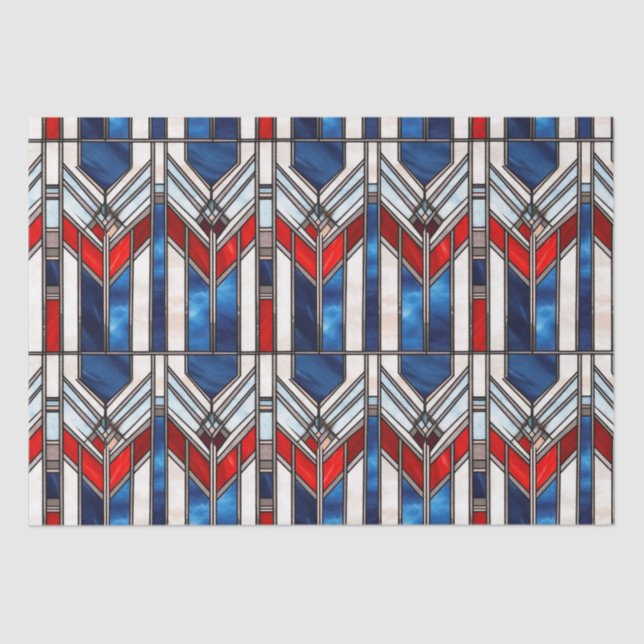 Red White Blue Patriotic gesteinigtes Glas 4. Juli Seidenpapier (Vorderseite)