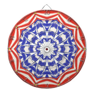 Red White Blue Patriotic Kaleidoscope Dart Board Dartscheibe