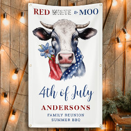 Red White Blue Patriotic Kuh Farm 4. Juli Banner