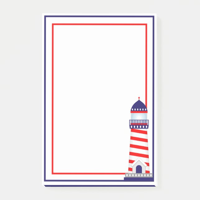 Red White Blue Patriotic Lighthouse Postit Notes Post-it Klebezettel (Vorderseite)