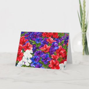 Red White Blue Patriotic Petunia Blume Art Karte