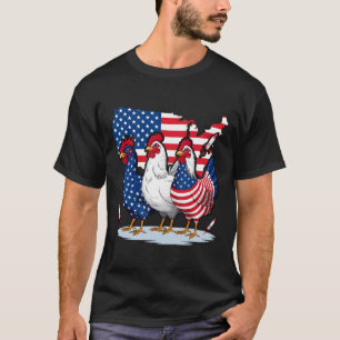 Red White Blue Patriotic Rooster 4. Ju T-Shirt