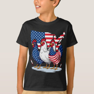 Red White Blue Patriotic Rooster 4. Ju T-Shirt