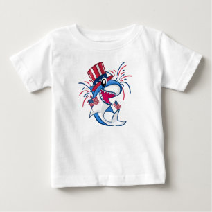Red White Blue Patriotic Shark 4. Juli Baby T-shirt